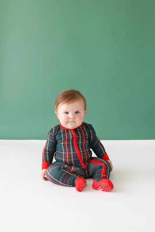 Bamboo Convertible Footie Romper - Tartan Plaid