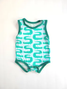 Bamboo tank alligator bodysuit, 6-12 months, EUC, Silkberry Baby, Kids 9 Month (6-9M)