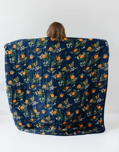 Blue Clementine Reversible Baby Quilt