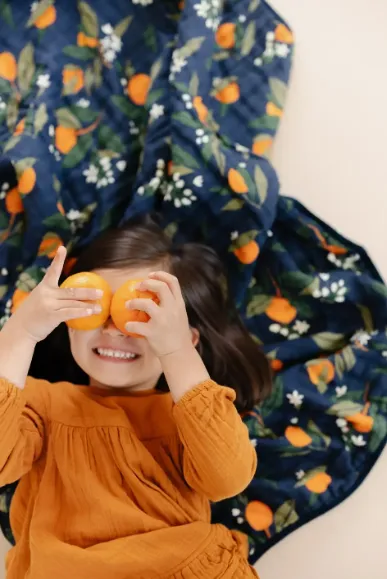 Blue Clementine Reversible Baby Quilt