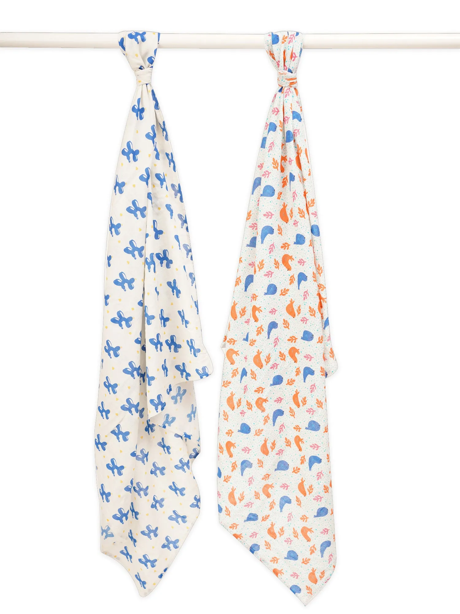 Blue Safari Cotton Muslin Swaddle Wrap for New Born (Pack of 2)