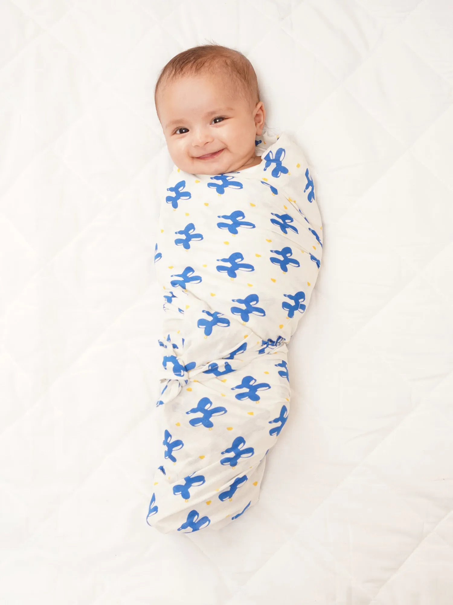 Blue Safari Cotton Muslin Swaddle Wrap for New Born (Pack of 2)