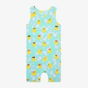 Boy's Bamboo Basic Racerback Short Length Romper - Ducky (Ducks)
