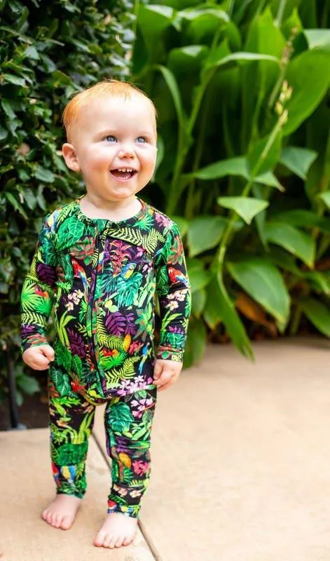Boy's Bamboo Convertible Footie Romper - Macaw Jungle