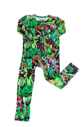 Boy's Bamboo Convertible Footie Romper - Macaw Jungle