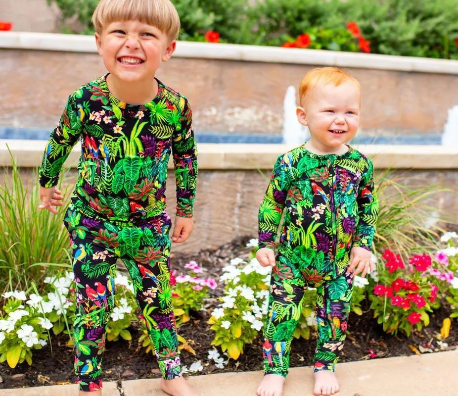 Boy's Bamboo Convertible Footie Romper - Macaw Jungle