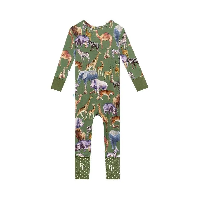 Boy's Bamboo Convertible Footie Romper - Posh Safari