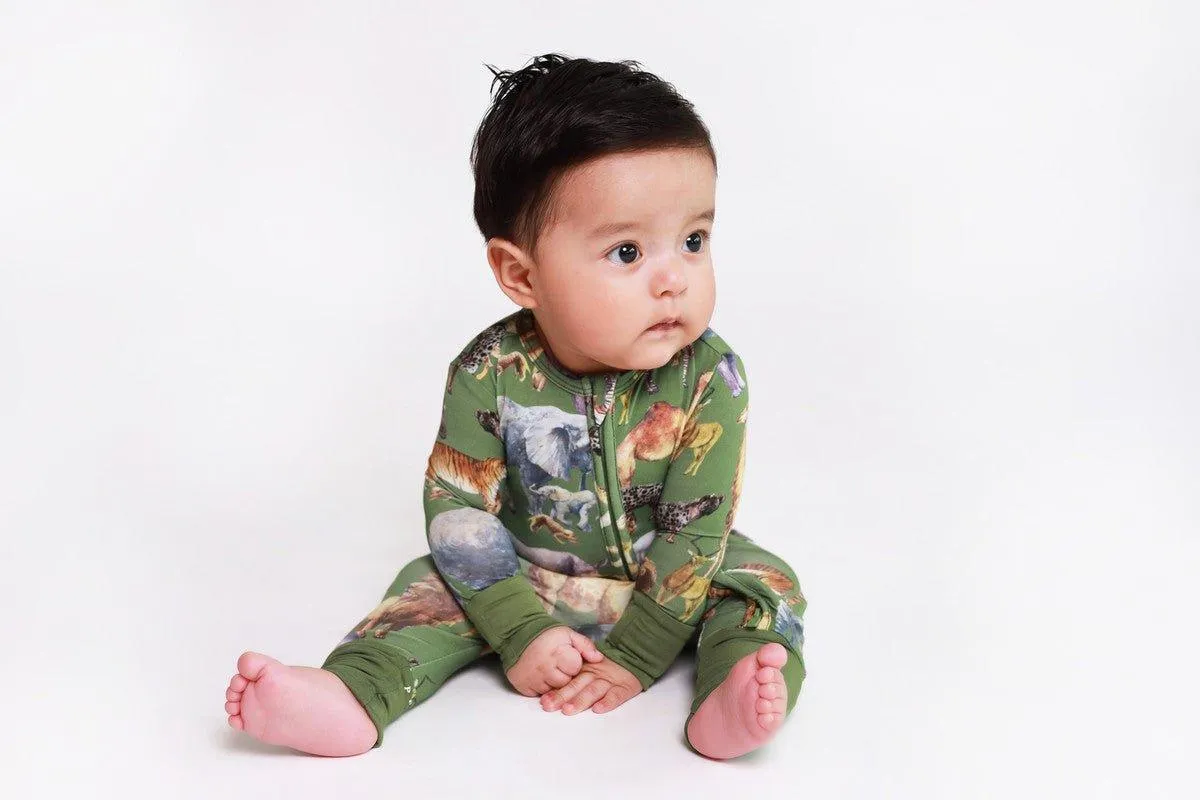Boy's Bamboo Convertible Footie Romper - Posh Safari
