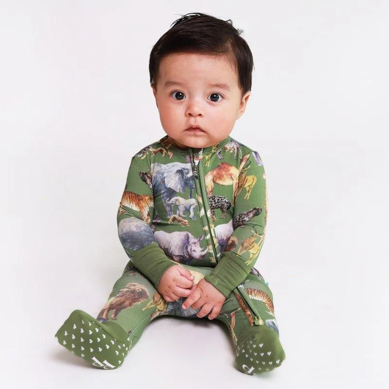 Boy's Bamboo Convertible Footie Romper - Posh Safari