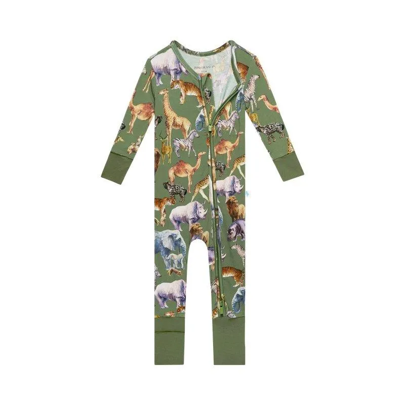 Boy's Bamboo Convertible Footie Romper - Posh Safari