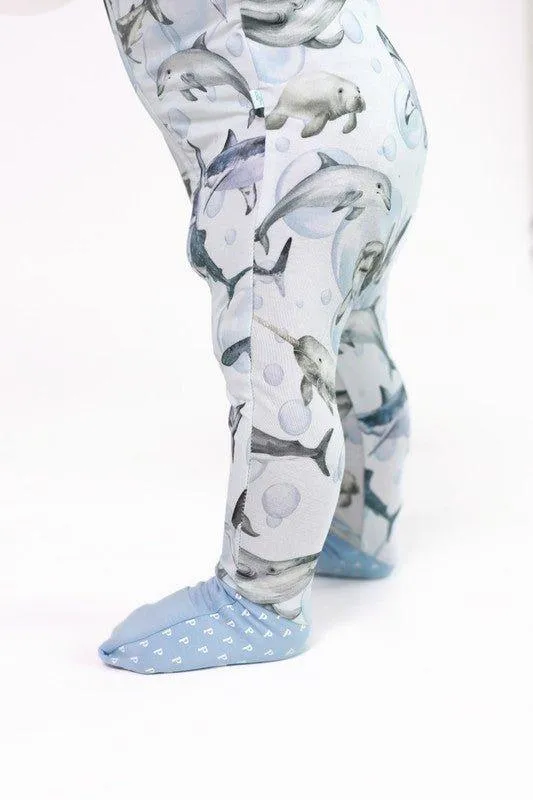 Boy's Bamboo Convertible Footie Romper - Sharkly