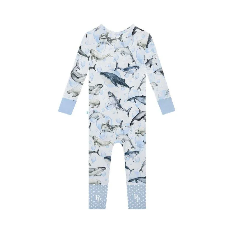 Boy's Bamboo Convertible Footie Romper - Sharkly