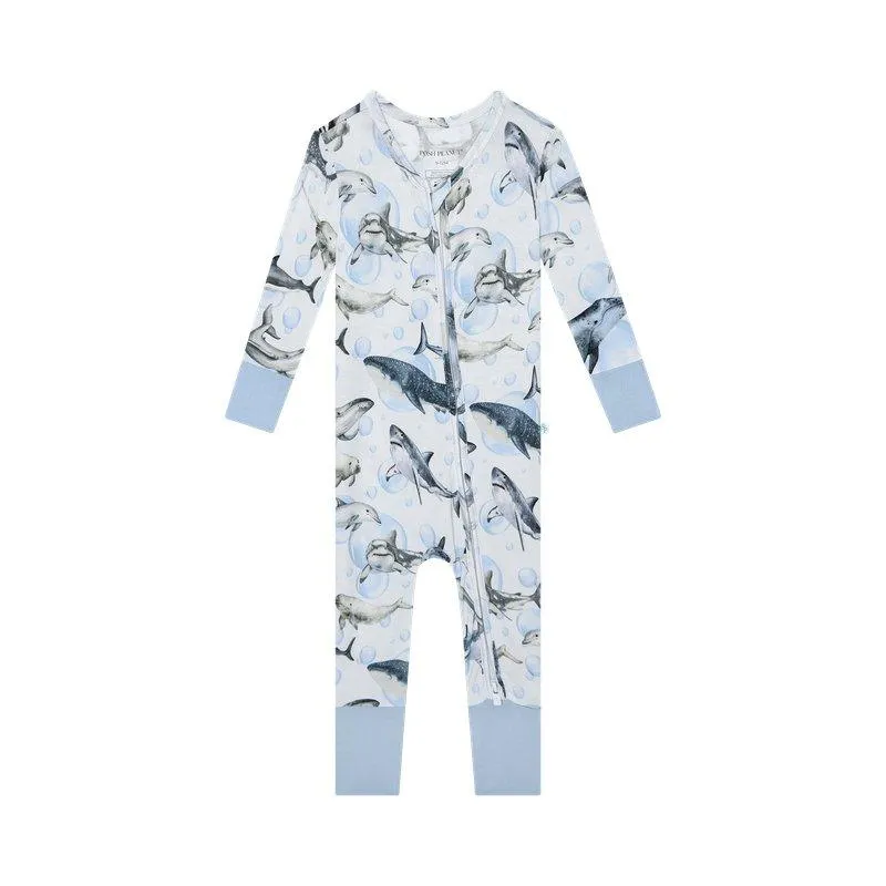 Boy's Bamboo Convertible Footie Romper - Sharkly