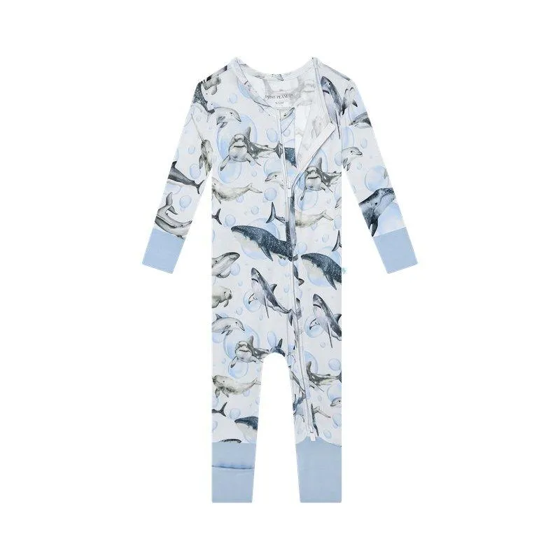 Boy's Bamboo Convertible Footie Romper - Sharkly