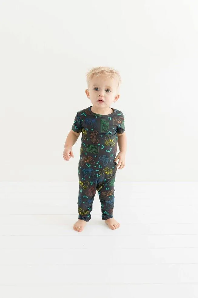 Boy's Bamboo Short Sleeve Basic Romper - Posh Player One
