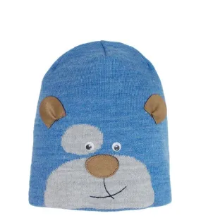 Boys' Blue Beanie with Bear Print ~ 4-8 years | 44/469-BL