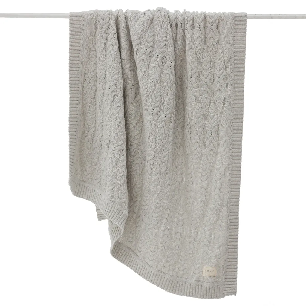 Cable Heirloom Blanket  - silver
