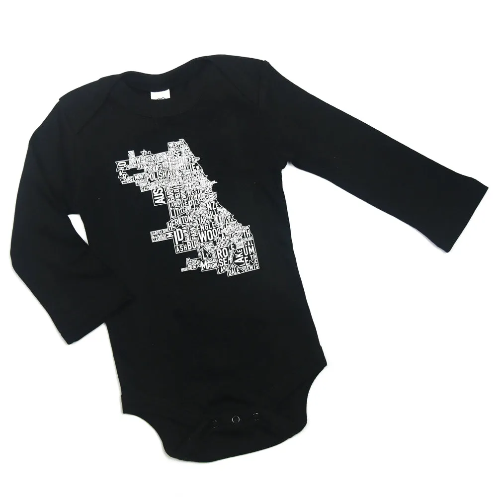 Chicago Neighborhood Map Baby Onepiece
