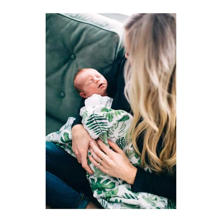 Cotton Muslin Swaddle – Tropical Leaf