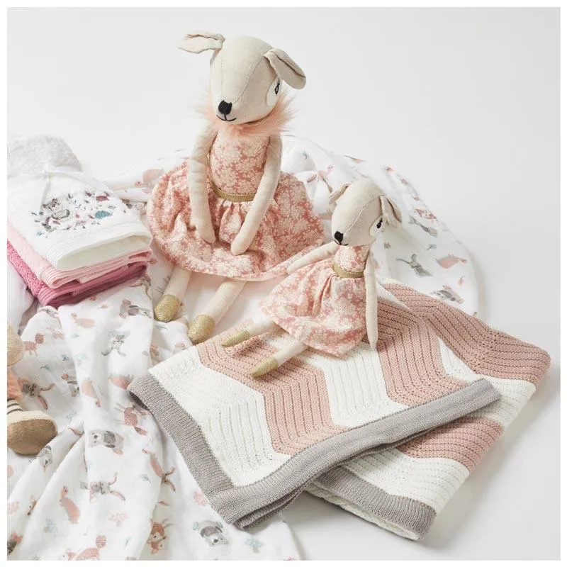 Cotton Zigzag Baby Blanket - Pink