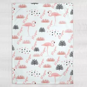 Custom With Name Baby Cute Flamingo Blanket New Born Baby Gift Throw Blanket Animal Kid Baby Blanket