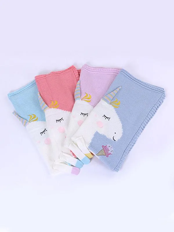 Cute 3D Unicorn Pattern Knitted Accessory Baby Blanket Northern European Scheme