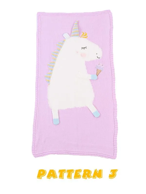 Cute 3D Unicorn Pattern Knitted Accessory Baby Blanket Northern European Scheme