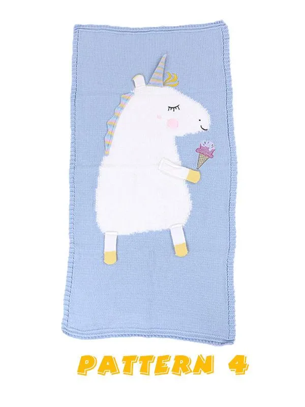Cute 3D Unicorn Pattern Knitted Accessory Baby Blanket Northern European Scheme