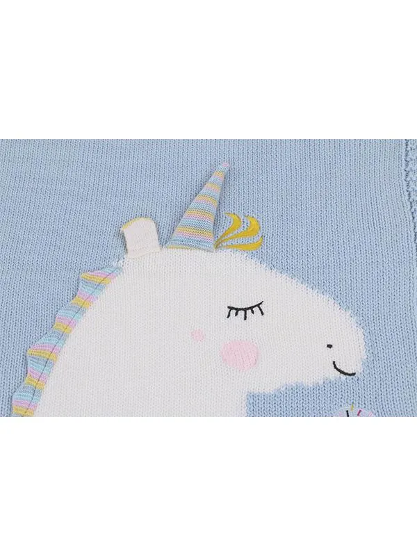 Cute 3D Unicorn Pattern Knitted Accessory Baby Blanket Northern European Scheme