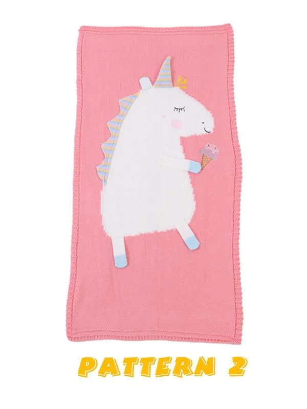 Cute 3D Unicorn Pattern Knitted Accessory Baby Blanket Northern European Scheme