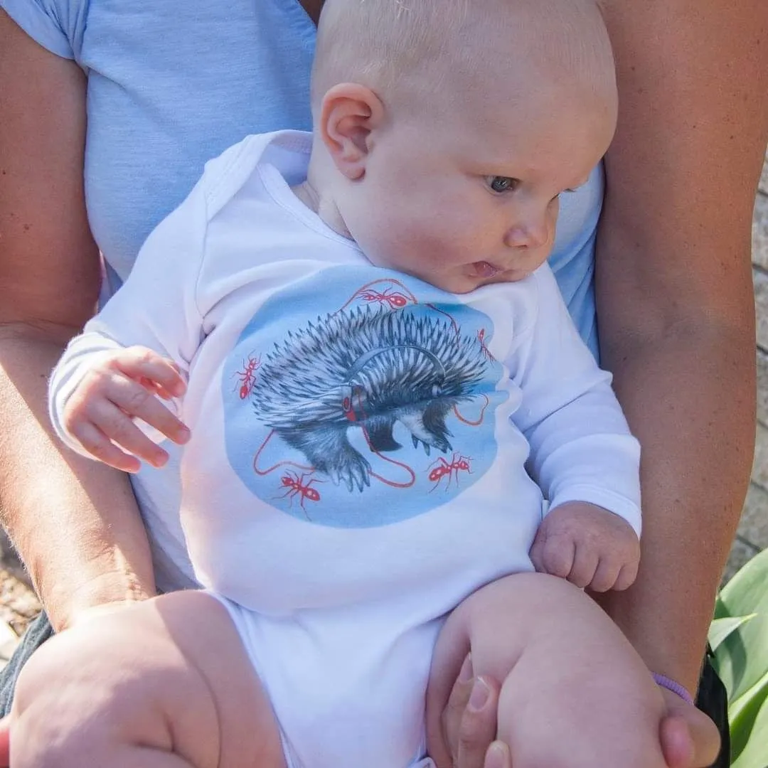 Echidna DJ Ants | Organic Cotton Bodysuit | Long Sleeve | Size 1