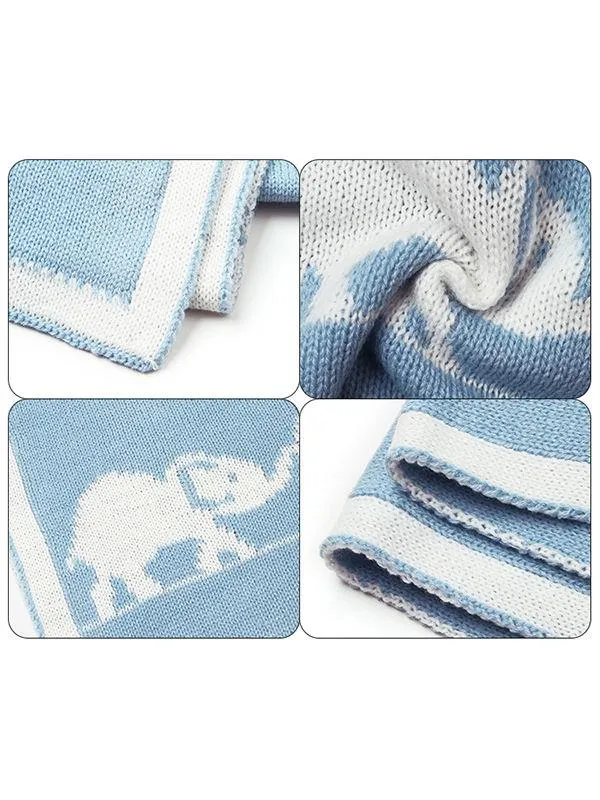 Elephants Knitted Acrylic Blankets