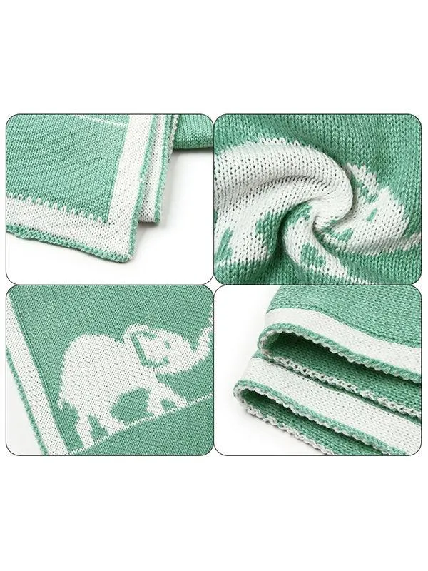 Elephants Knitted Acrylic Blankets