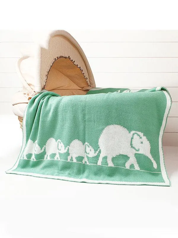 Elephants Knitted Acrylic Blankets