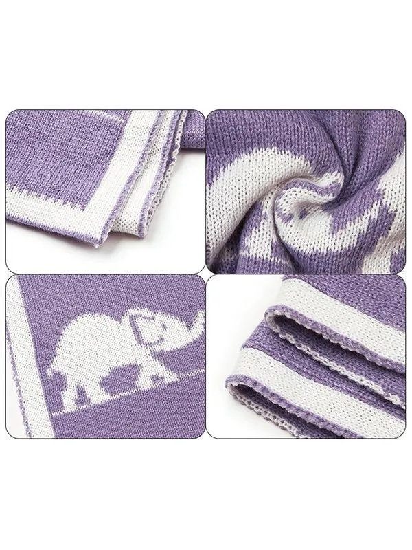 Elephants Knitted Acrylic Blankets