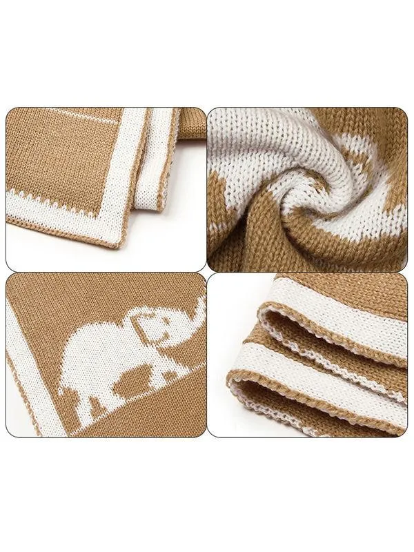 Elephants Knitted Acrylic Blankets