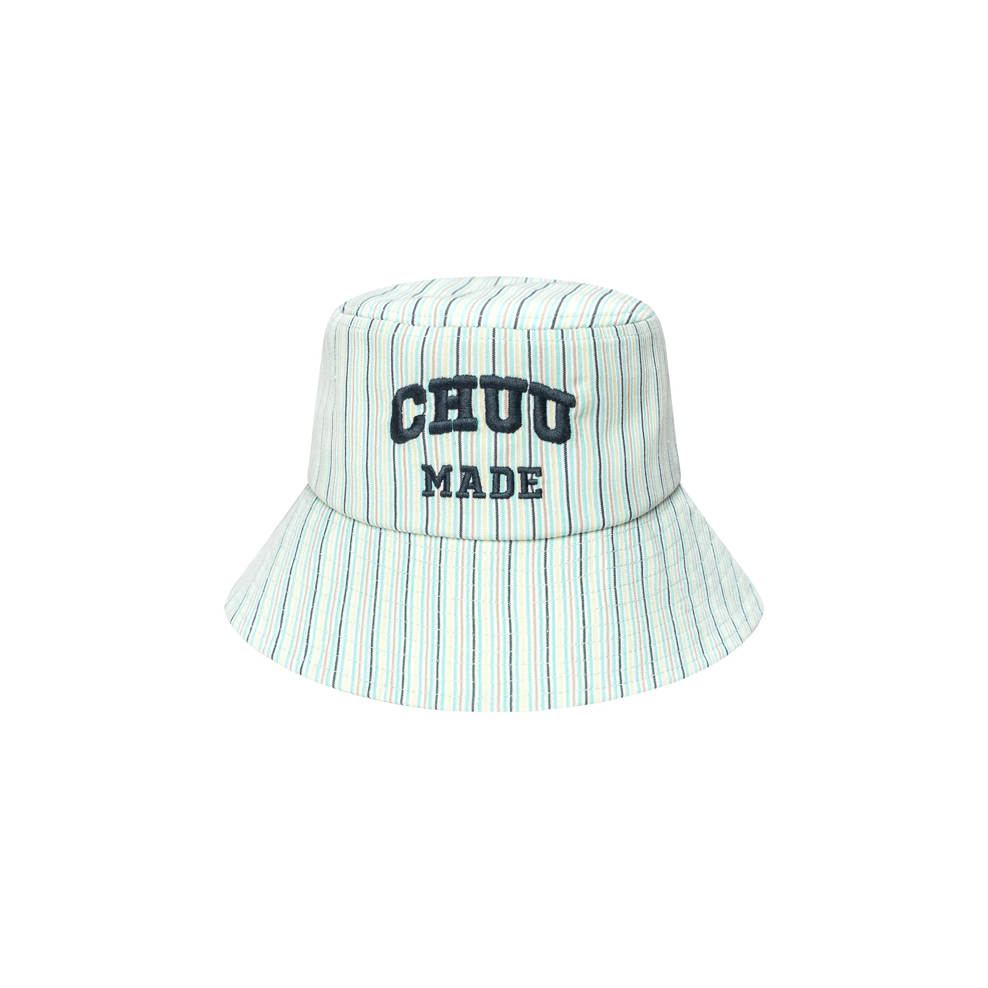 Embroidered Striped Chuu Made Bucket Hat