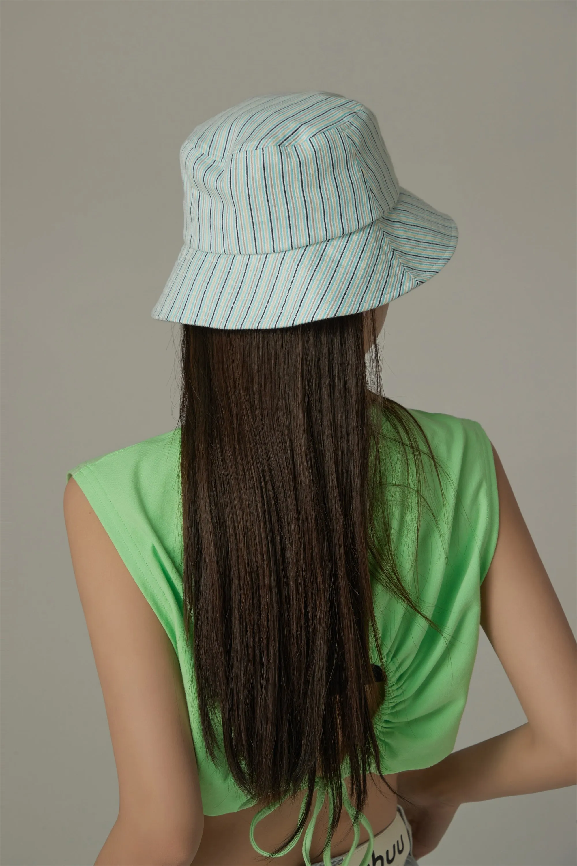 Embroidered Striped Chuu Made Bucket Hat