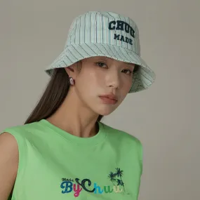 Embroidered Striped Chuu Made Bucket Hat