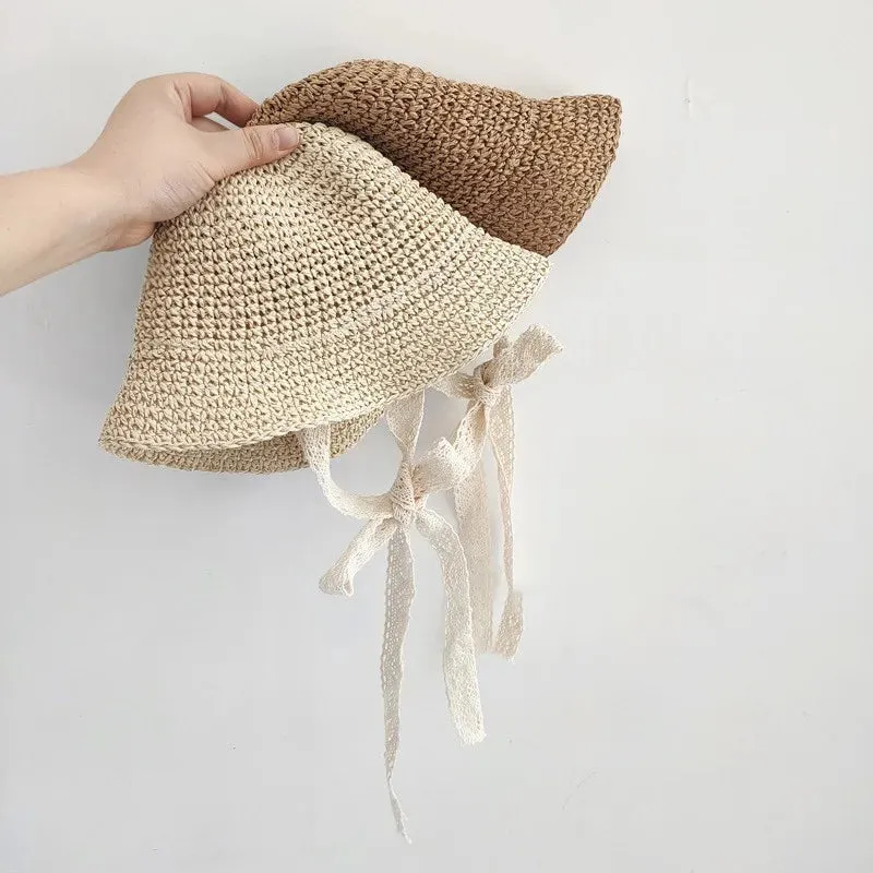 Fashion Lace Baby Hat Summer Straw Bow Baby Girl Cap Beach Children Toddler Hats and Caps for Kids 1PC
