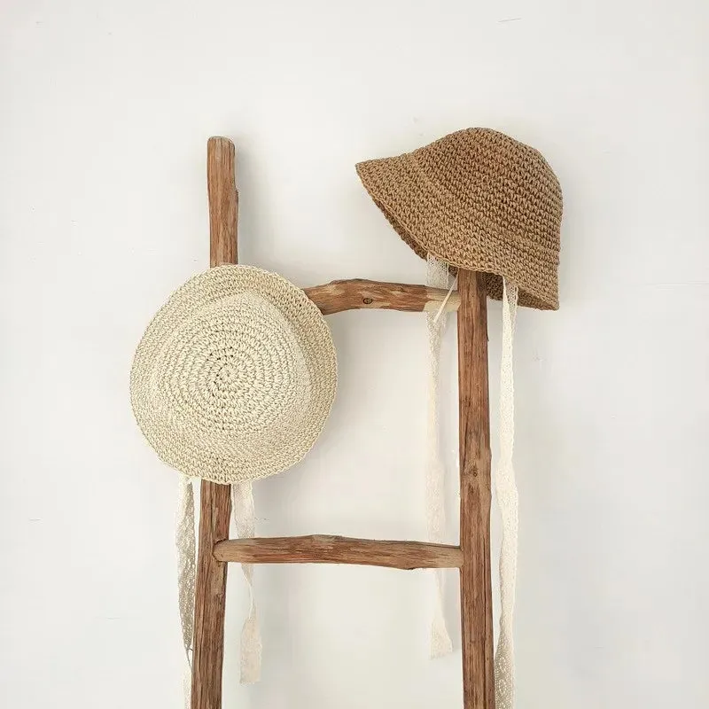 Fashion Lace Baby Hat Summer Straw Bow Baby Girl Cap Beach Children Toddler Hats and Caps for Kids 1PC