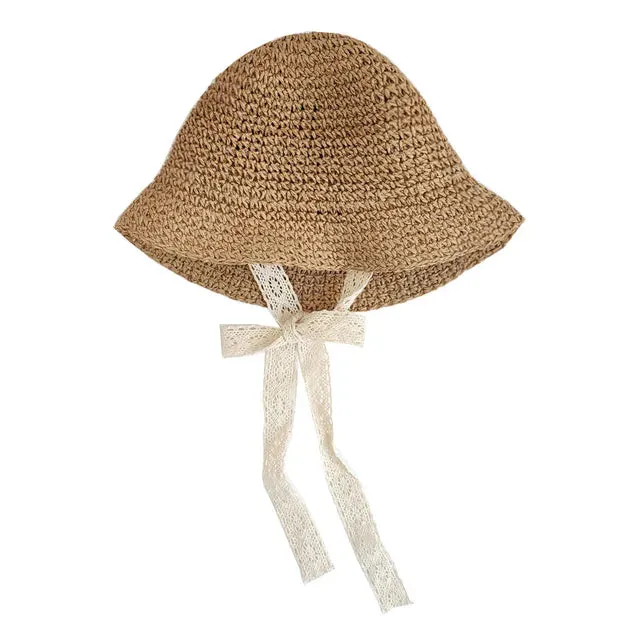 Fashion Lace Baby Hat Summer Straw Bow Baby Girl Cap Beach Children Toddler Hats and Caps for Kids 1PC