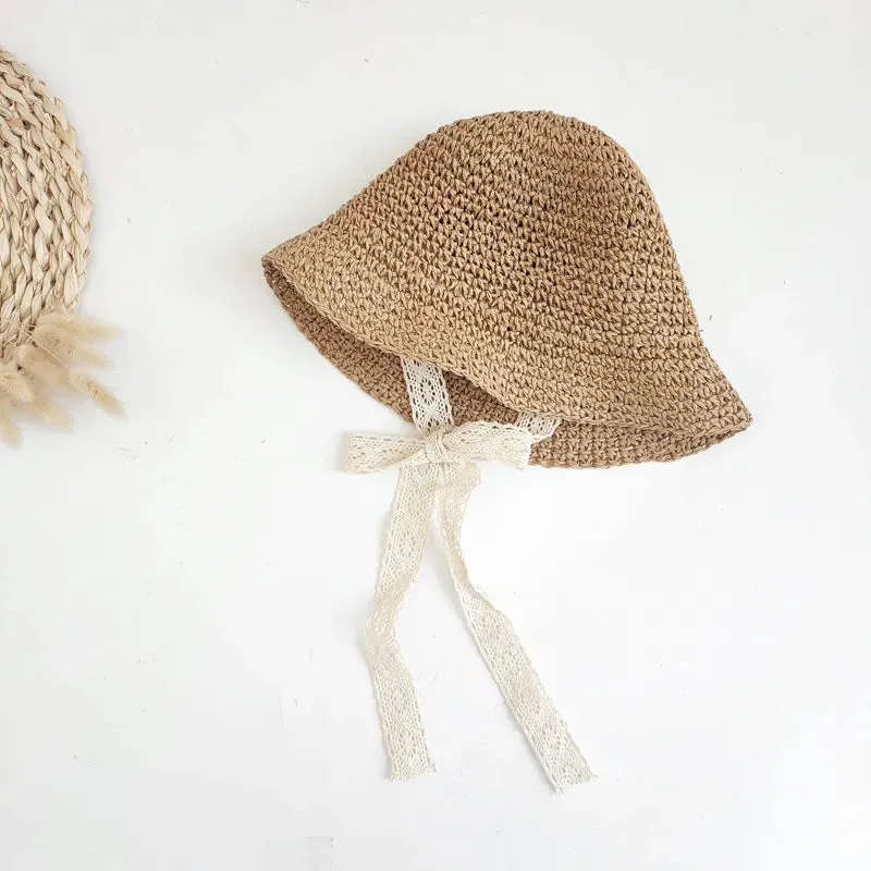 Fashion Lace Baby Hat Summer Straw Bow Baby Girl Cap Beach Children Toddler Hats and Caps for Kids 1PC
