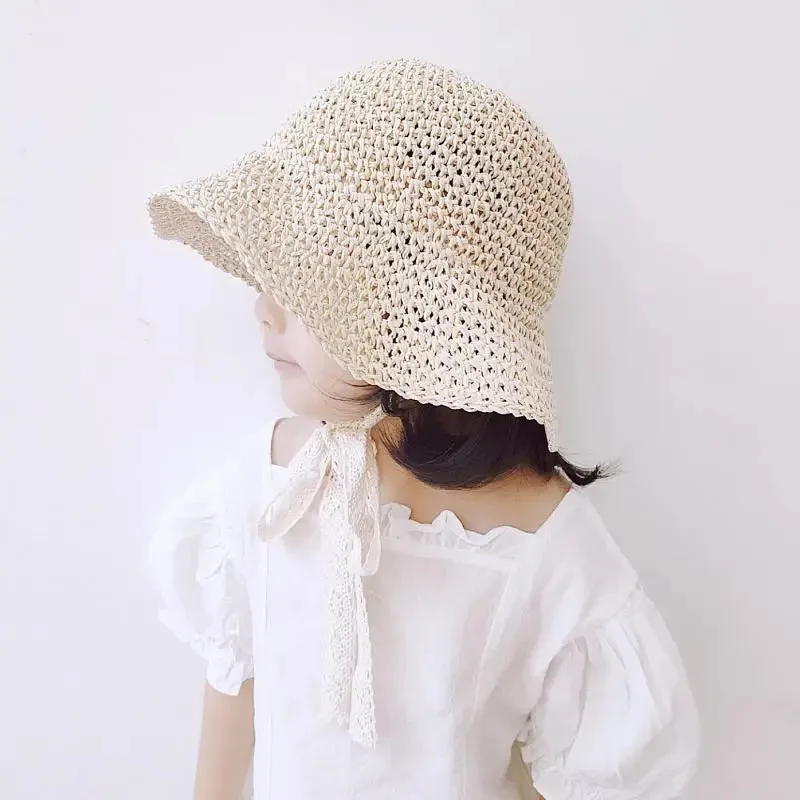 Fashion Lace Baby Hat Summer Straw Bow Baby Girl Cap Beach Children Toddler Hats and Caps for Kids 1PC