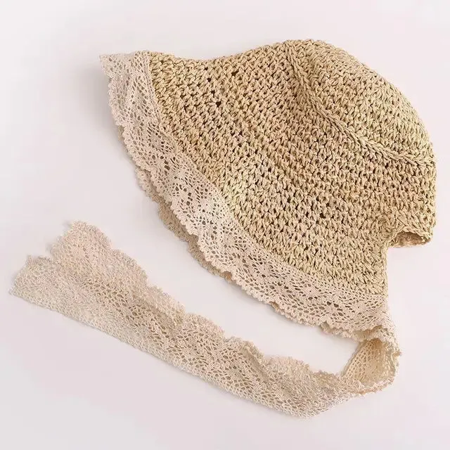 Fashion Lace Baby Hat Summer Straw Bow Baby Girl Cap Beach Children Toddler Hats and Caps for Kids 1PC
