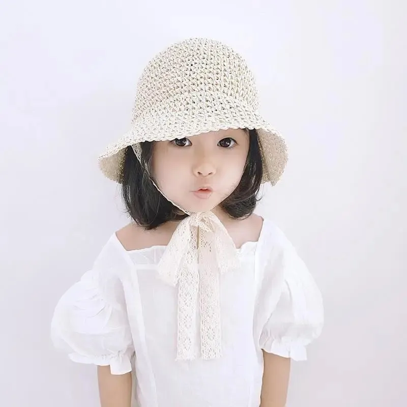 Fashion Lace Baby Hat Summer Straw Bow Baby Girl Cap Beach Children Toddler Hats and Caps for Kids 1PC