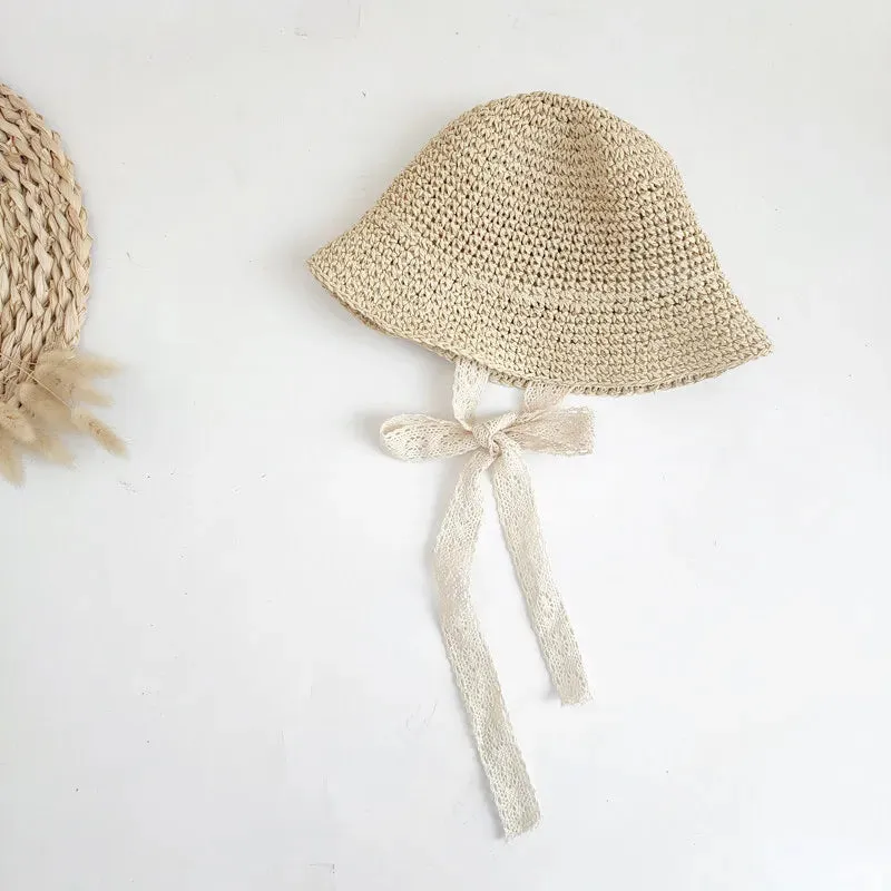 Fashion Lace Baby Hat Summer Straw Bow Baby Girl Cap Beach Children Toddler Hats and Caps for Kids 1PC