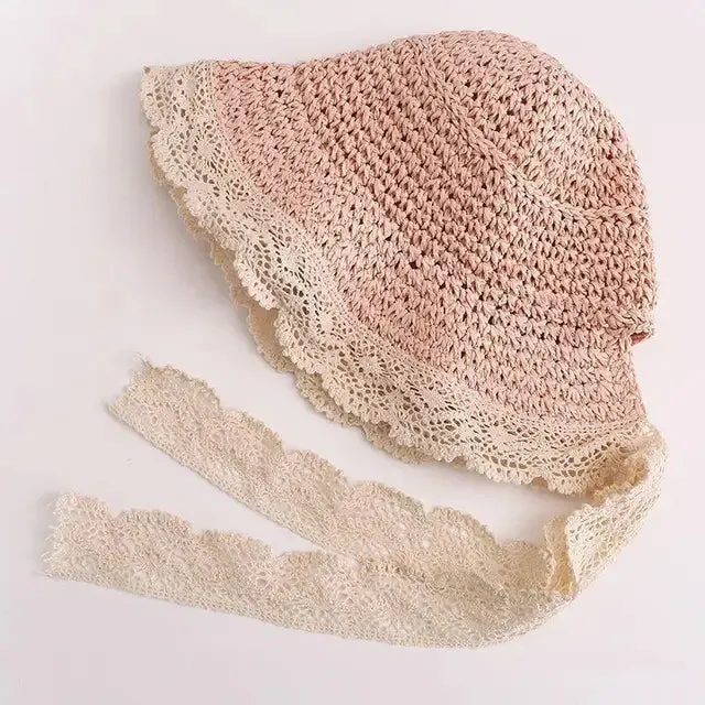 Fashion Lace Baby Hat Summer Straw Bow Baby Girl Cap Beach Children Toddler Hats and Caps for Kids 1PC