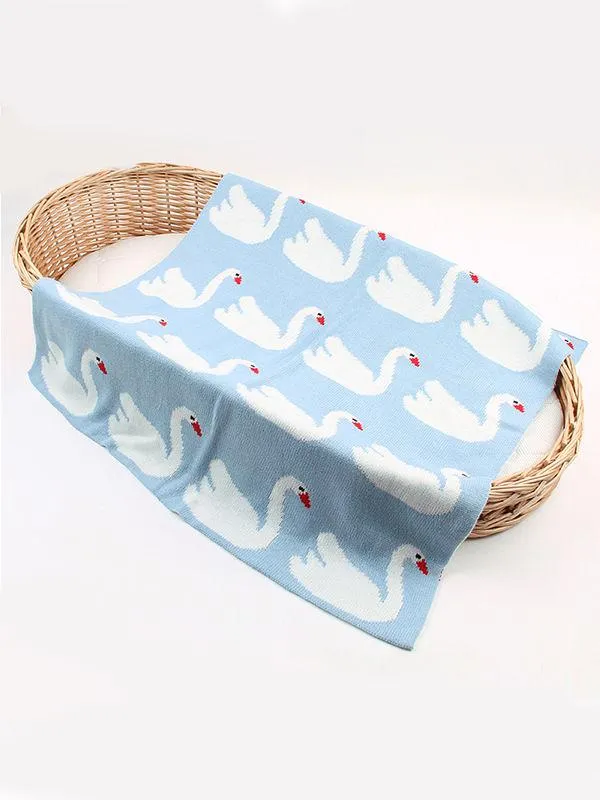 Geese Knitted Acrylic Wrap Blankets for Infant Baby