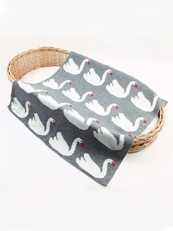 Geese Knitted Acrylic Wrap Blankets for Infant Baby